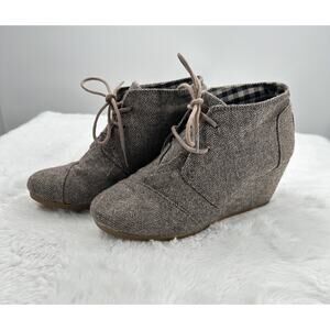 Toms Wedges Herringbone Print Shoes Boots Sz 7.5